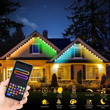 Permanent Outdoor Smart RGB Eaves Lights – LED String Lights for House Exterior - Melillo Enterprises